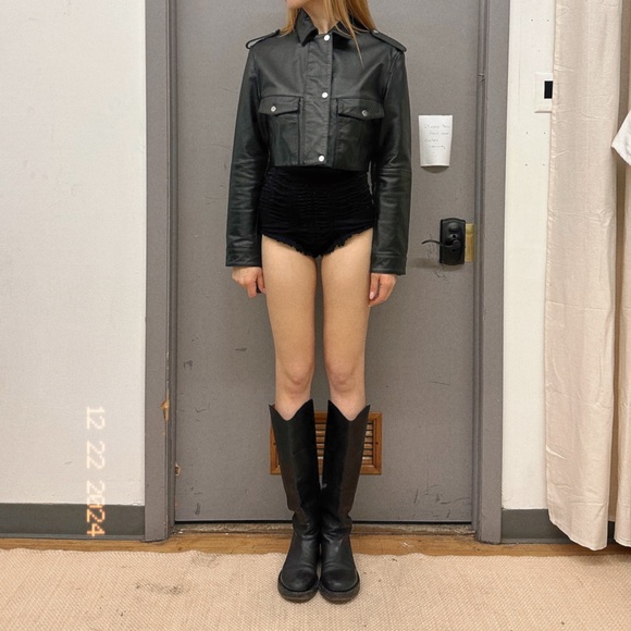 Deadwood Bella Cropped Moto Leather Jacket - Picture 2 of 8